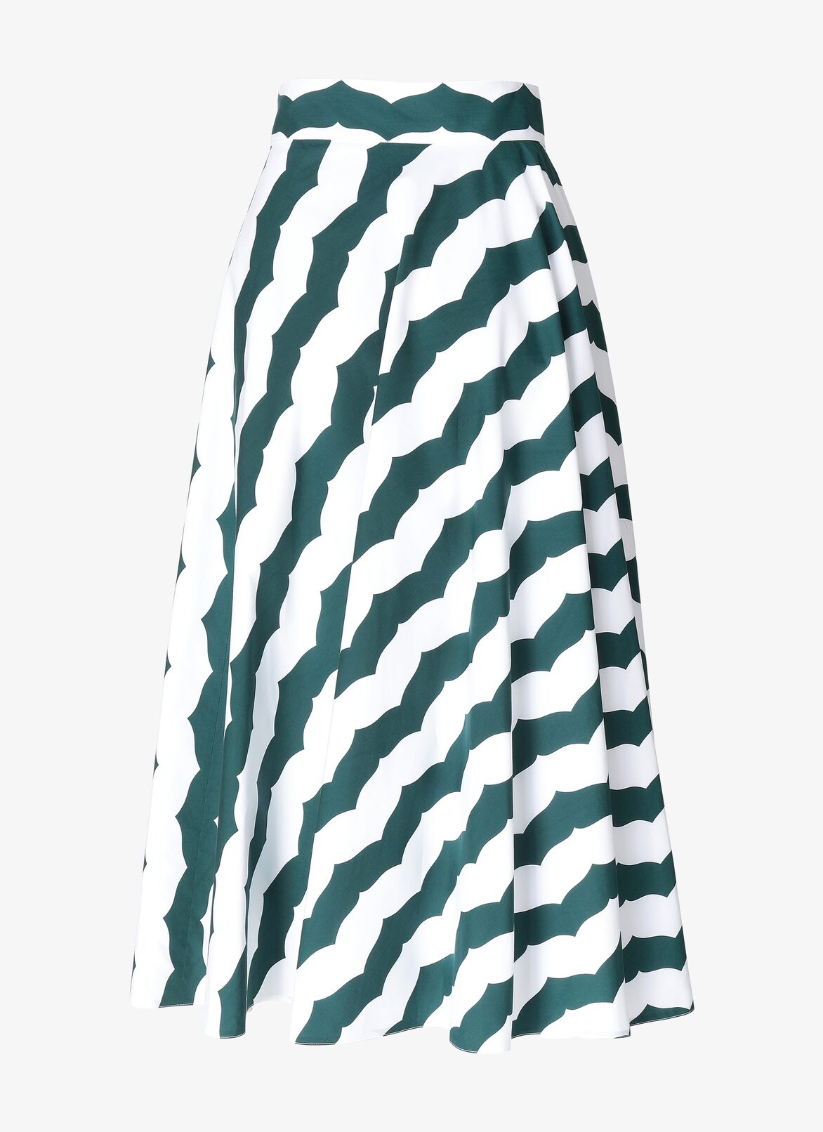 LONG SKIRT POPELINE RAYURES EDITIONS WHITE/GREEN ALAÏA ホワイト/グリーン  LONG SKIRT POPELINE RAYURES EDITIONS WHITE/GREEN